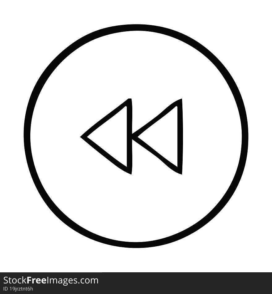 line drawing cartoon of a rewind button