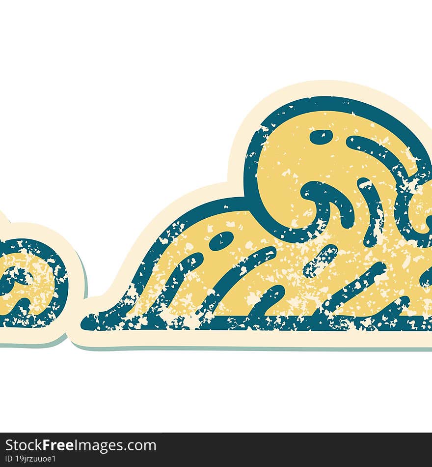 distressed sticker tattoo style icon of clouds