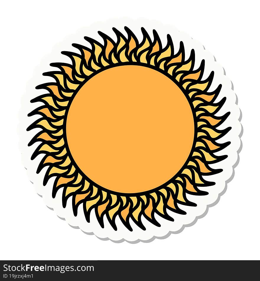 tattoo style sticker of a sun