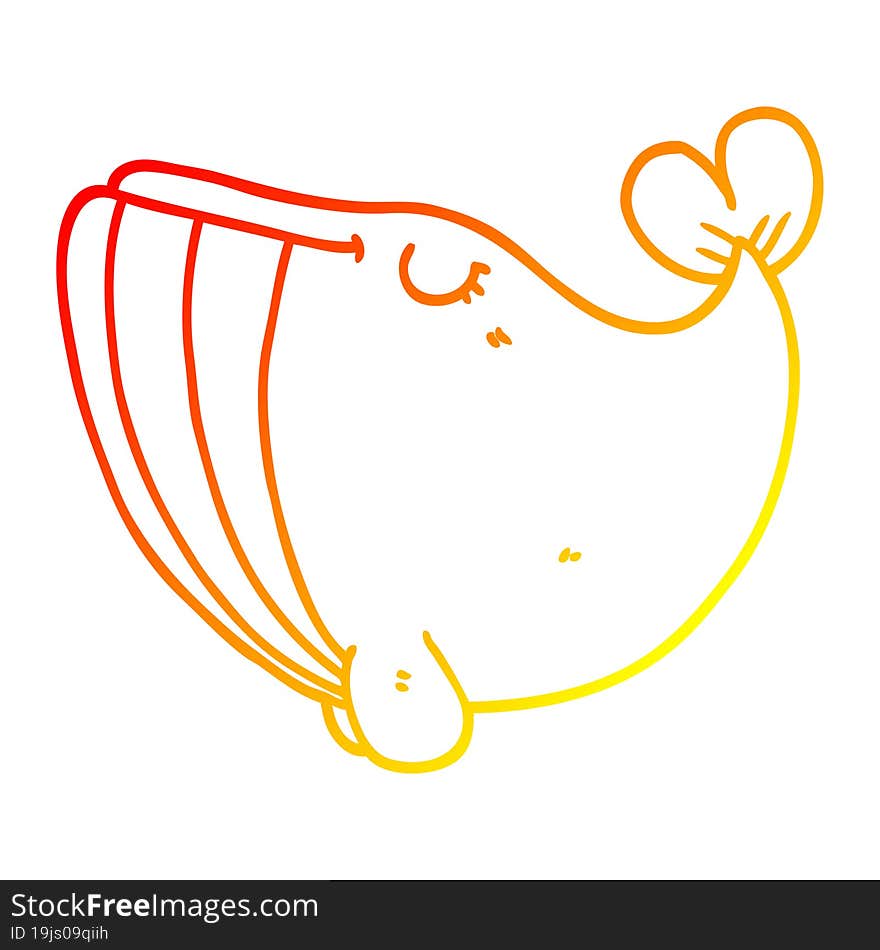 warm gradient line drawing cartoon whale