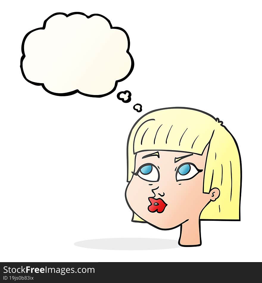 thought bubble cartoon female face