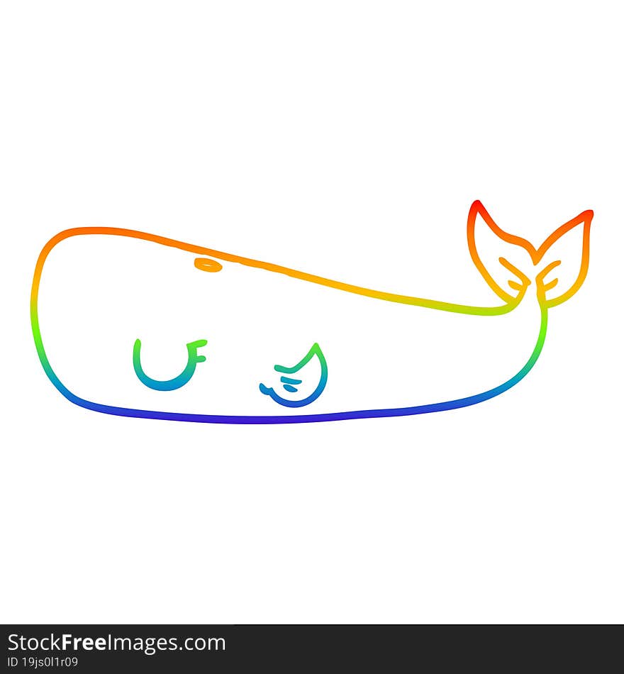 rainbow gradient line drawing cartoon whale