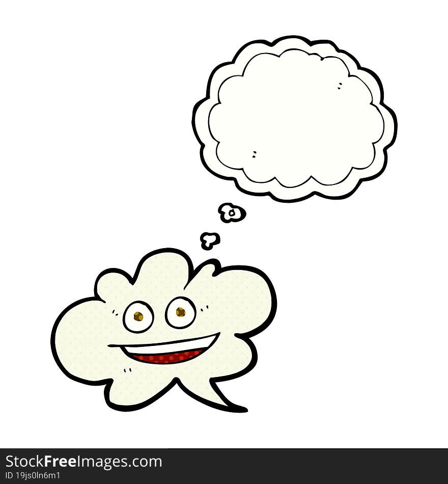 freehand drawn thought bubble cartoon cloud thought bubble with face