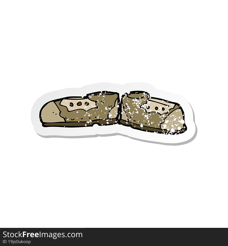 retro distressed sticker of a cartoon old shoes