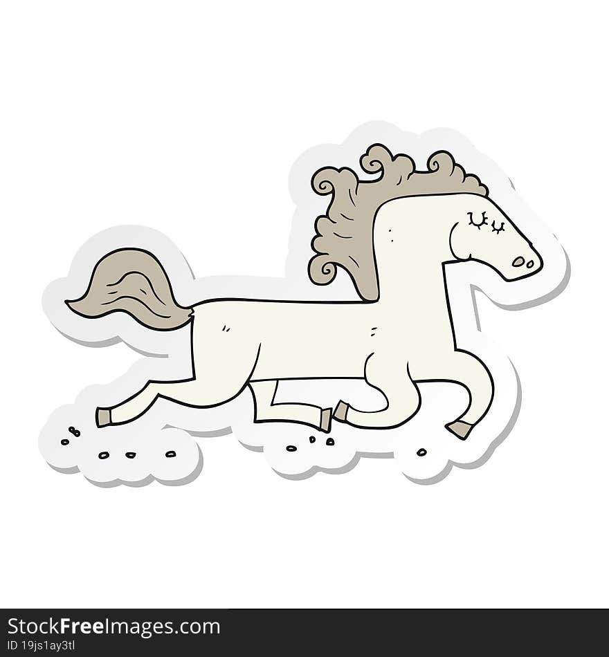 sticker of a cartoon running horse