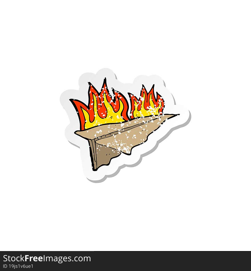 retro distressed sticker of a cartoon burning paper aeroplane