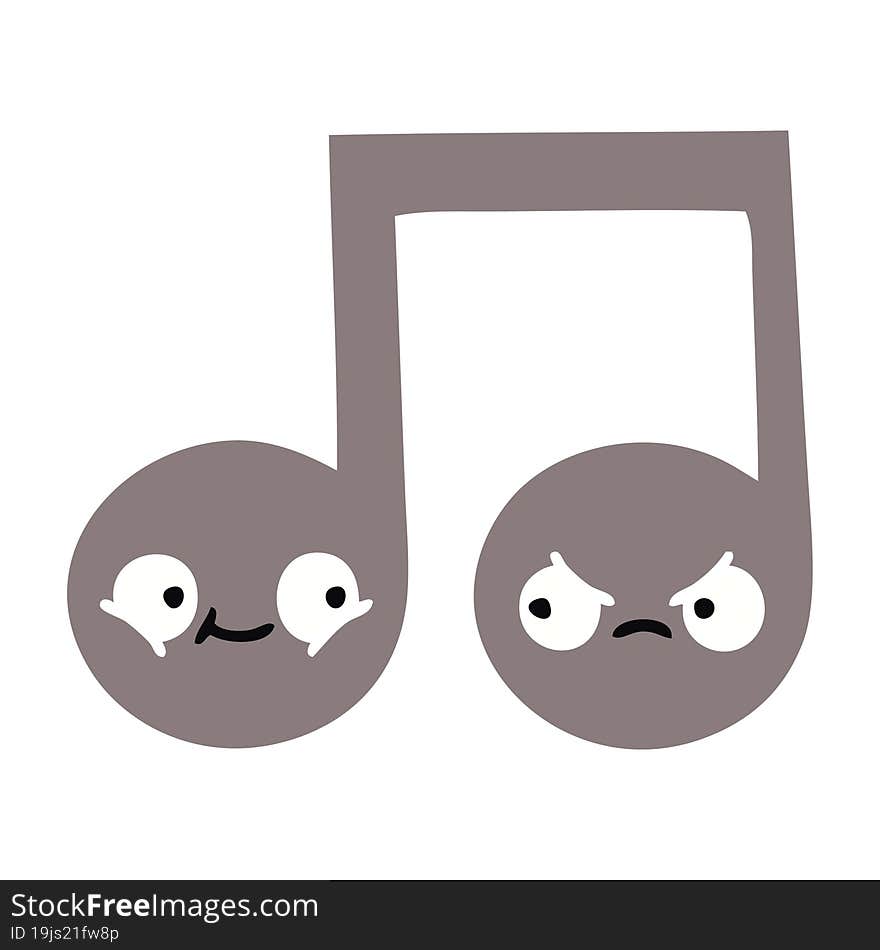 flat color retro cartoon of a musical note