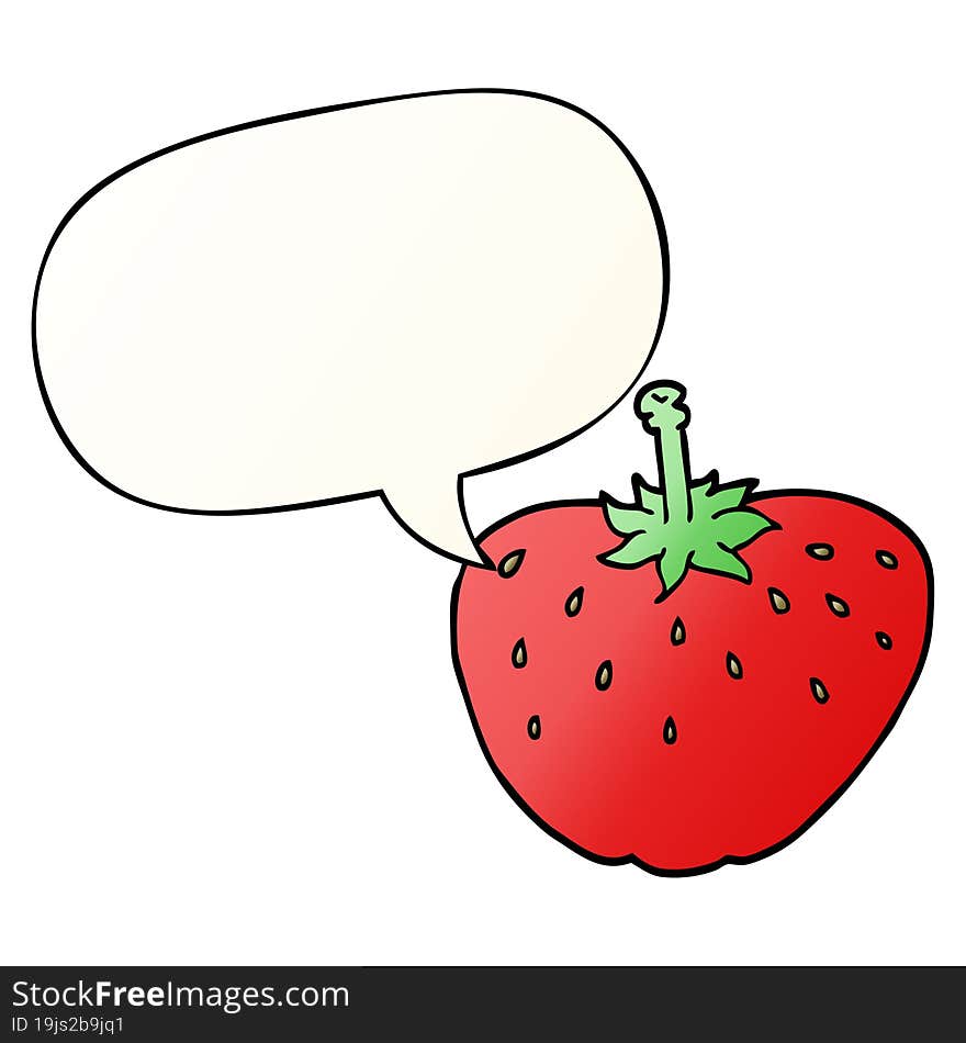 cartoon strawberry with speech bubble in smooth gradient style