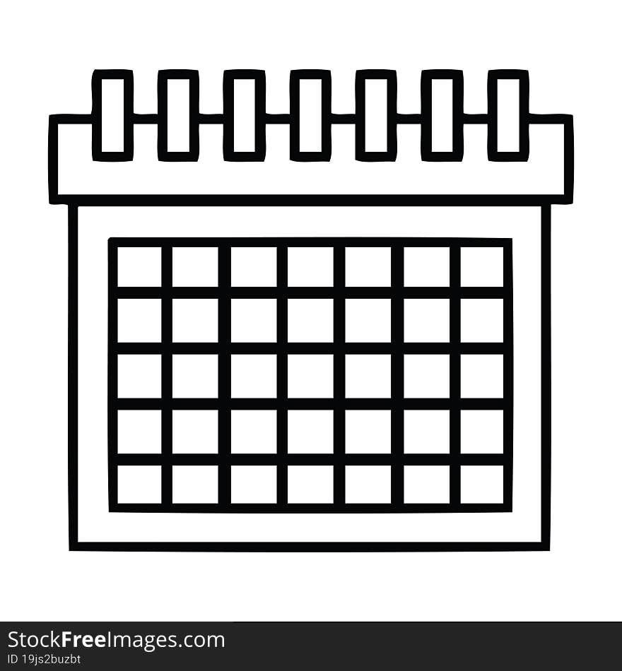 line drawing cartoon work calendar