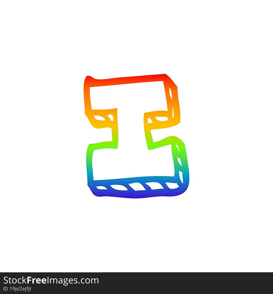 Rainbow Gradient Line Drawing Cartoon Letter I