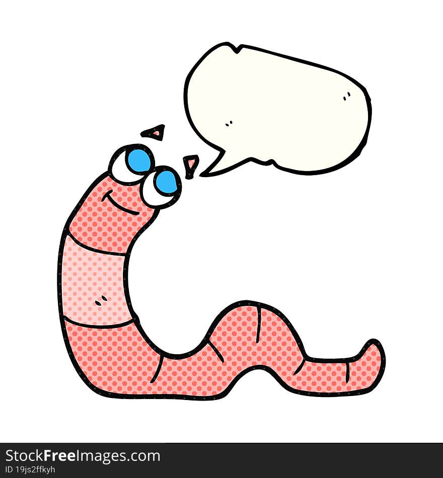 freehand drawn comic book speech bubble cartoon worm