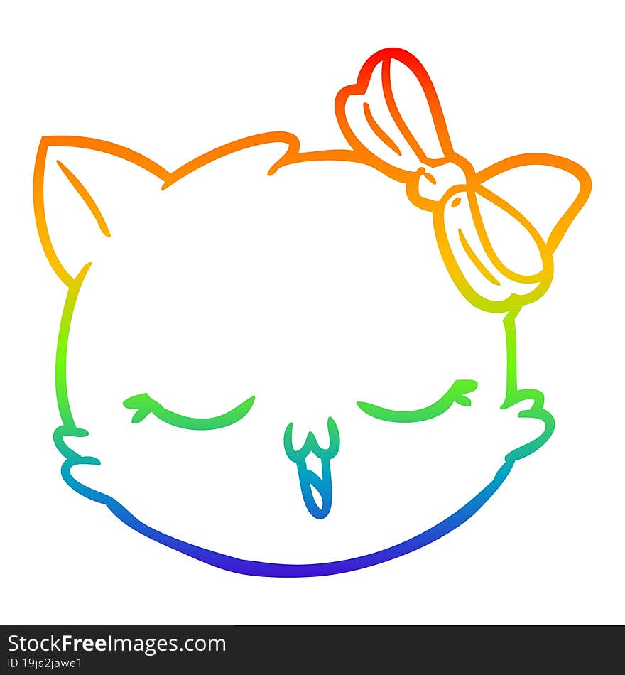 rainbow gradient line drawing cartoon cat face