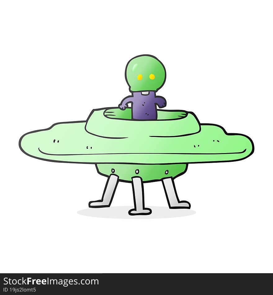 freehand drawn cartoon flying saucer