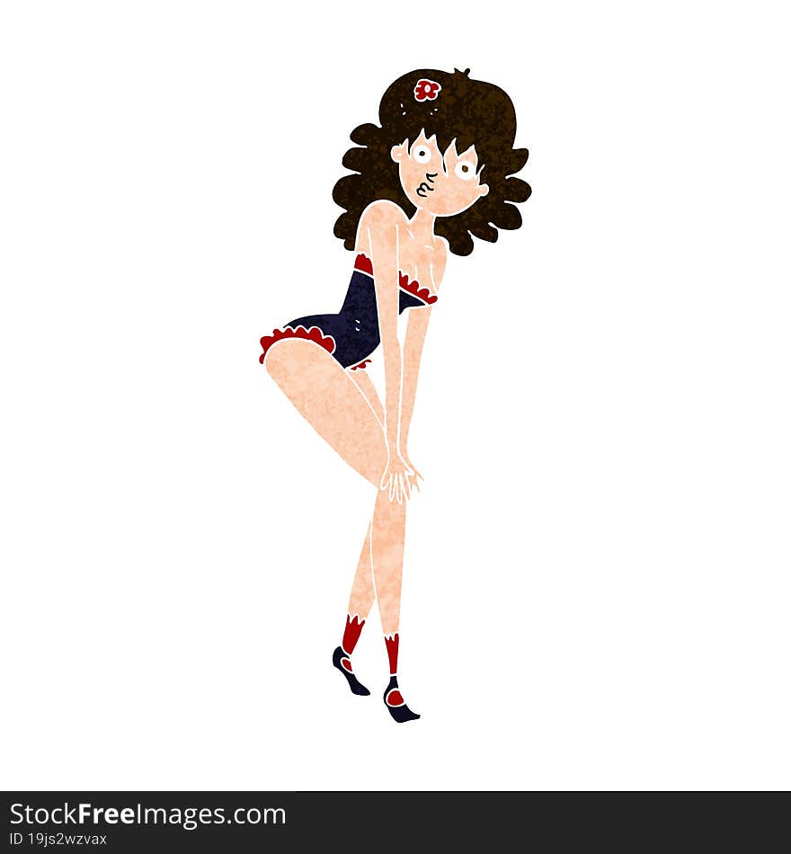 cartoon woman in lingerie