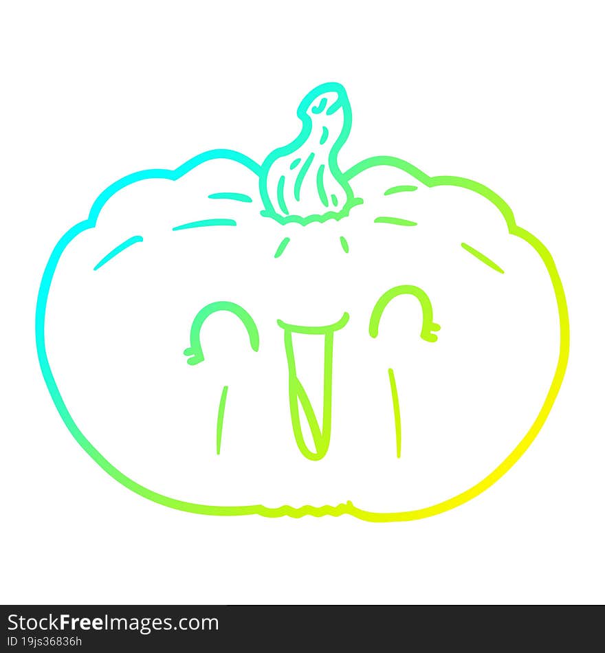 cold gradient line drawing cartoon pumpkin