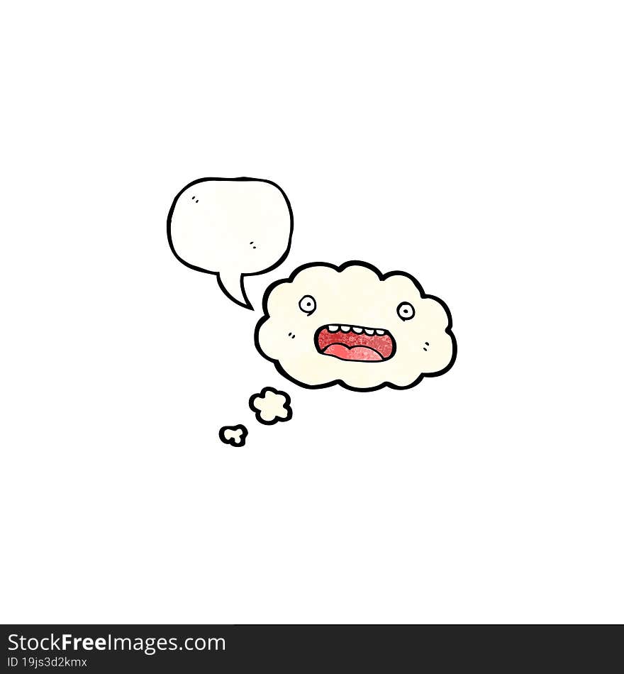 Retro Cloud Cartoon Character With Speech Bubble