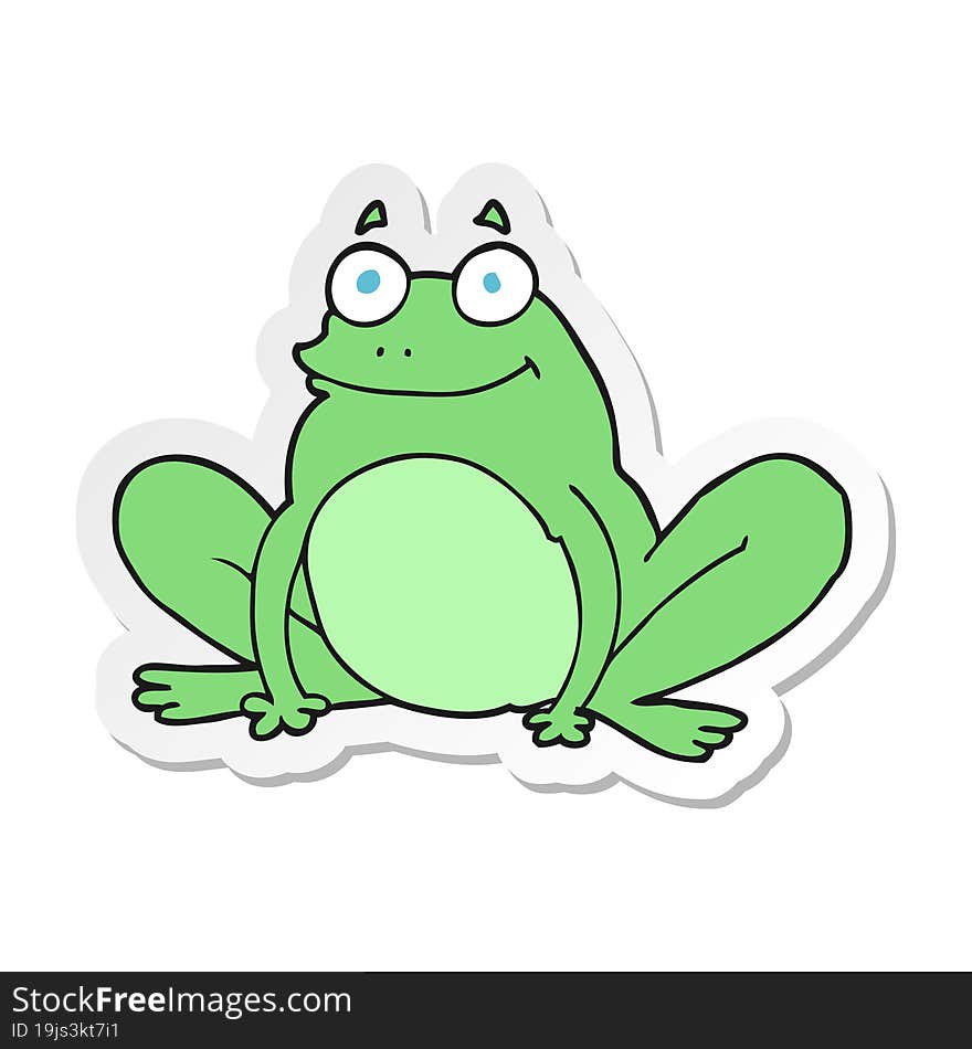 sticker of a cartoon happy frog