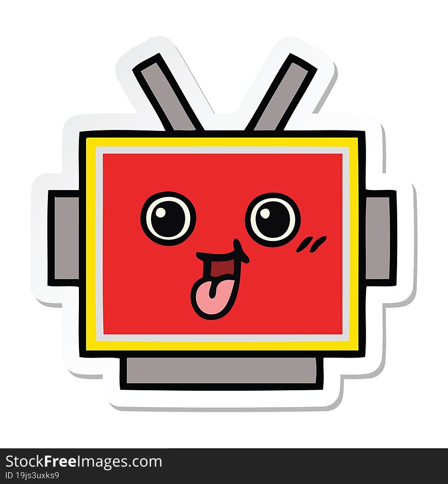 Sticker Of A Cute Cartoon Robot Head