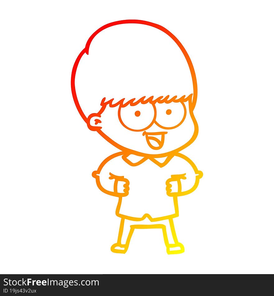 Warm Gradient Line Drawing Happy Cartoon Boy