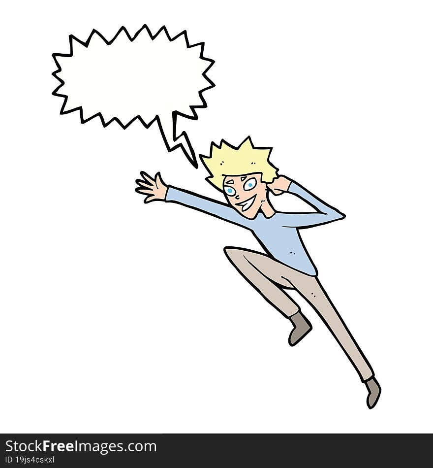 Cartoon Jumping Man With Speech Bubble