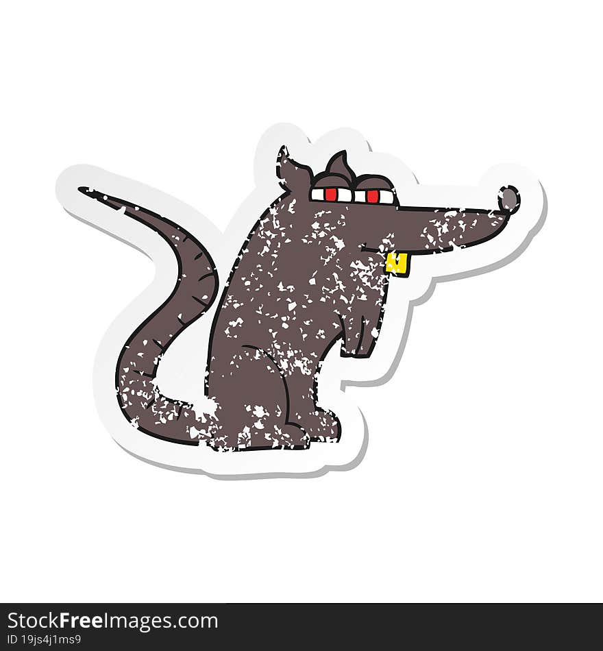 Retro Distressed Sticker Of A Cartoon Evil Rat