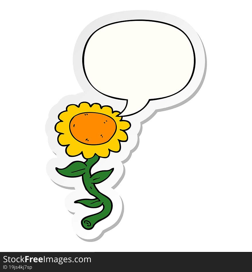 cartoon sunflower and speech bubble sticker