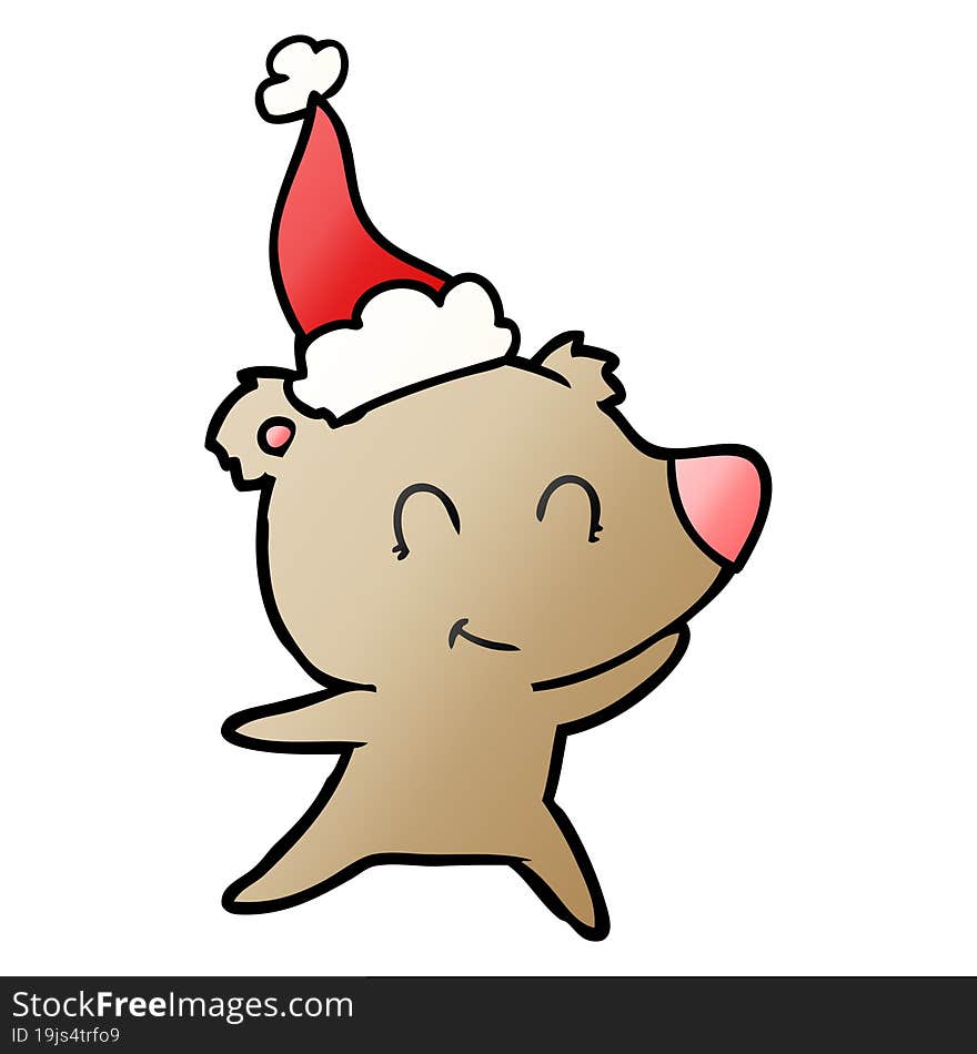 Female Bear Gradient Cartoon Of A Wearing Santa Hat