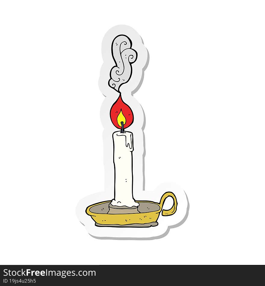 sticker of a cartoon burning candle