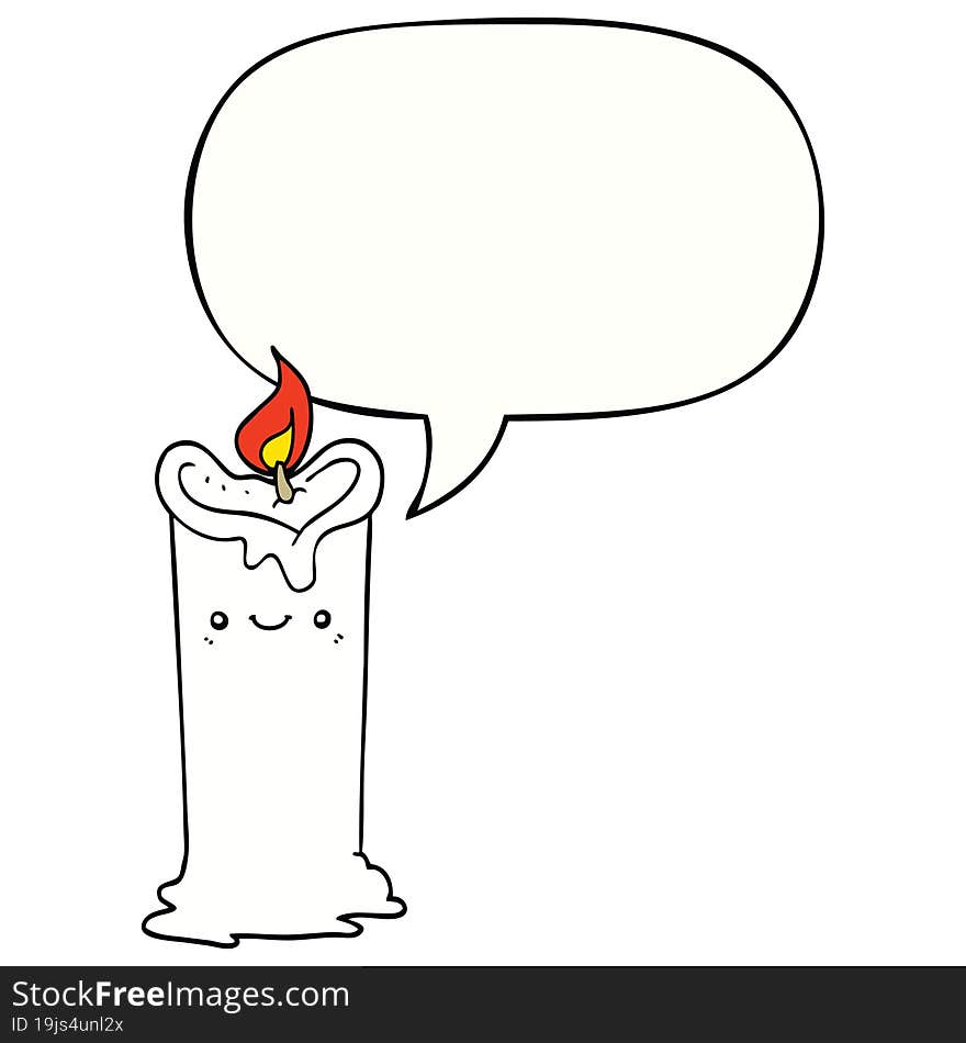 cartoon candle and speech bubble