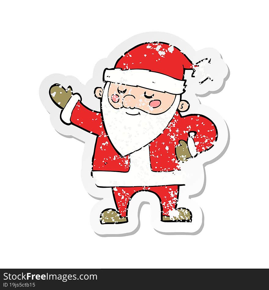 Retro Distressed Sticker Of A Cartoon Santa Claus