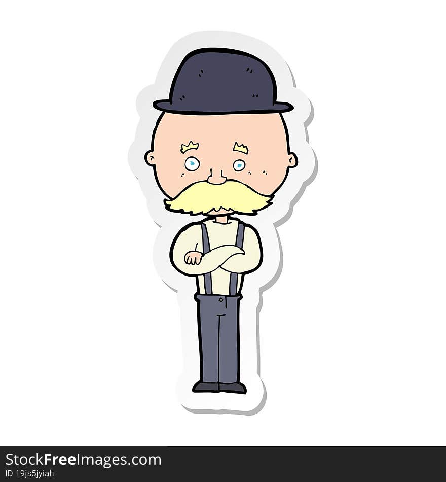 sticker of a cartoon man wearing bowler hat