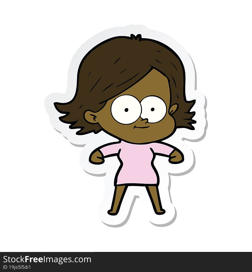 sticker of a happy cartoon girl