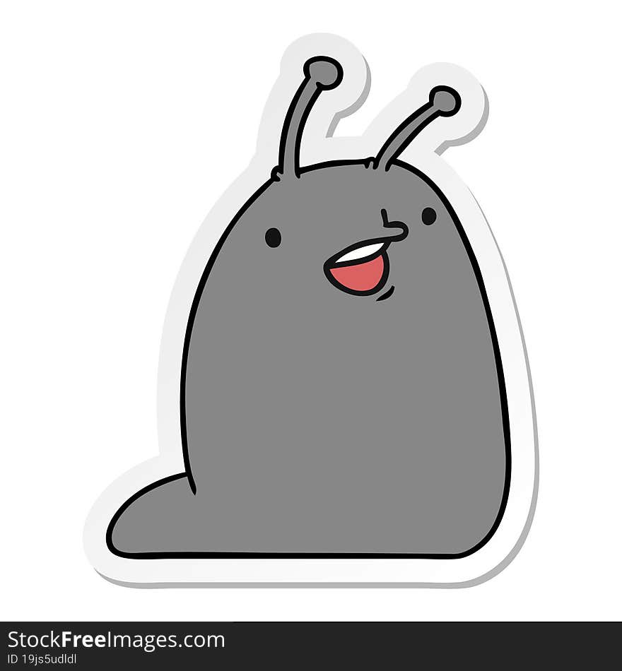 sticker cartoon of a cute kawaii slug