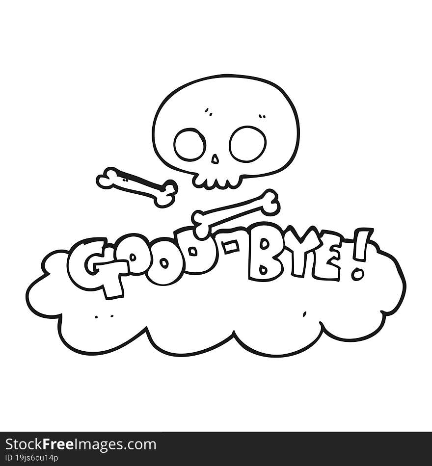 freehand drawn black and white cartoon good-bye symbol