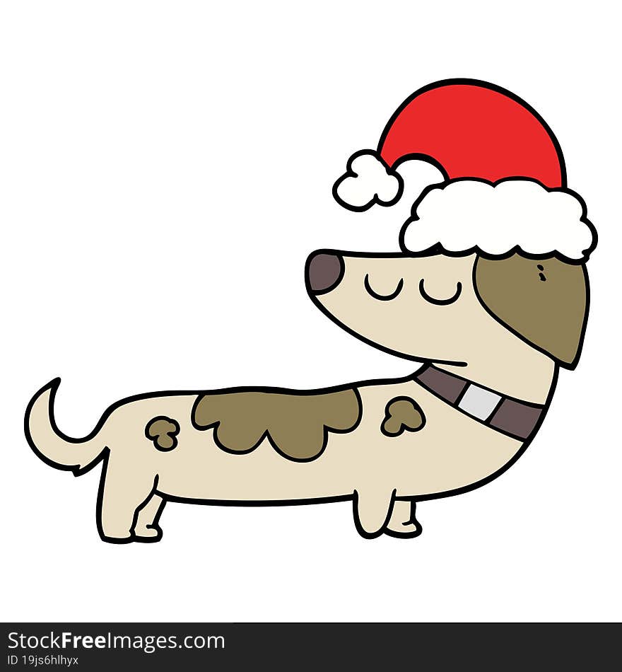 cartoon dog wearing christmas hat