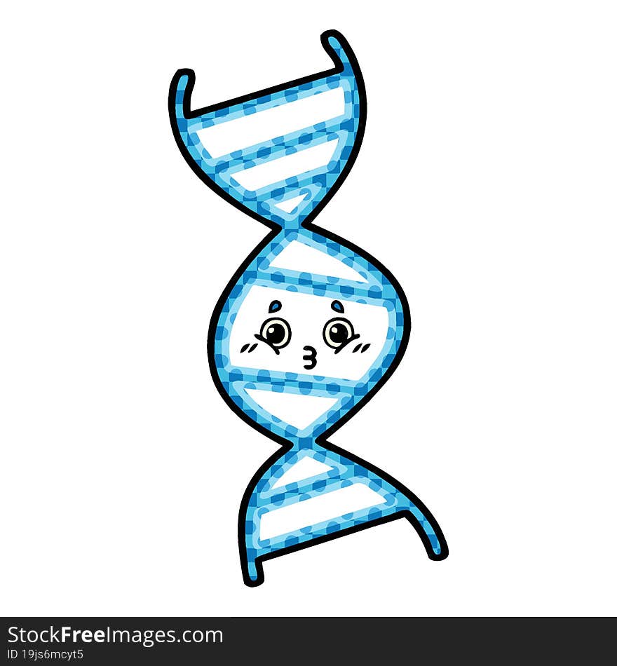 comic book style cartoon of a DNA strand