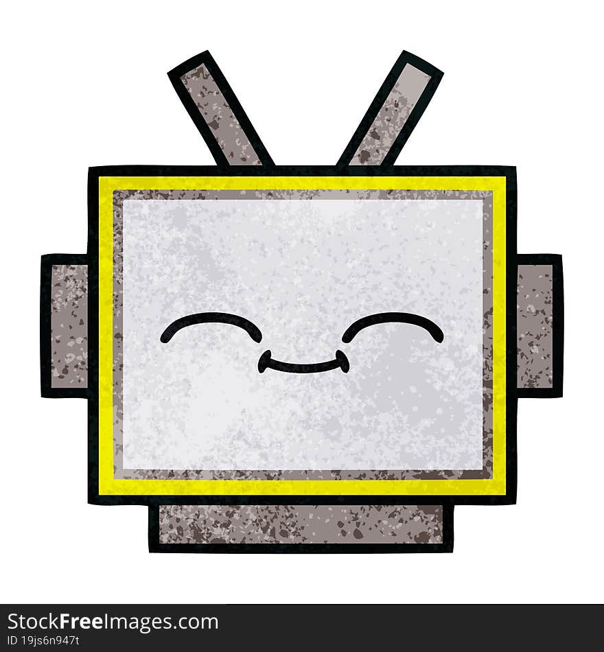 retro grunge texture cartoon of a robot head