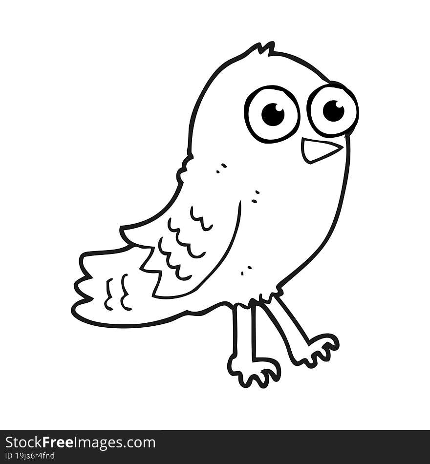 Black And White Cartoon Bird