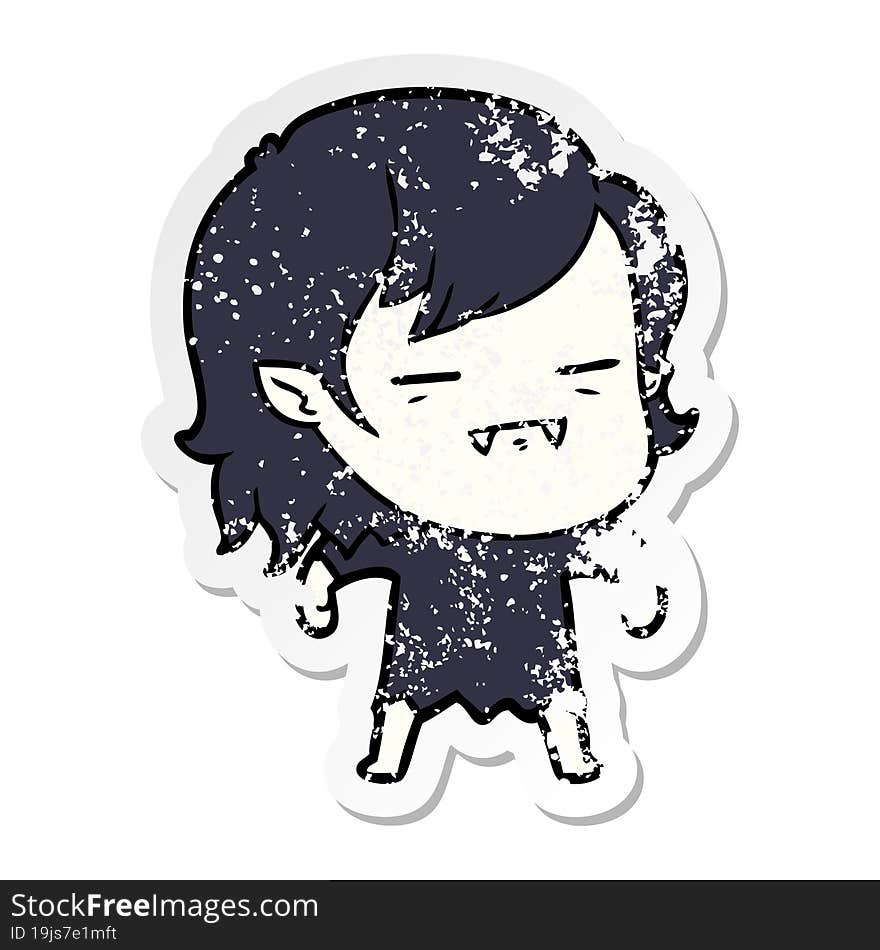 distressed sticker of a cartoon undead vampire girl