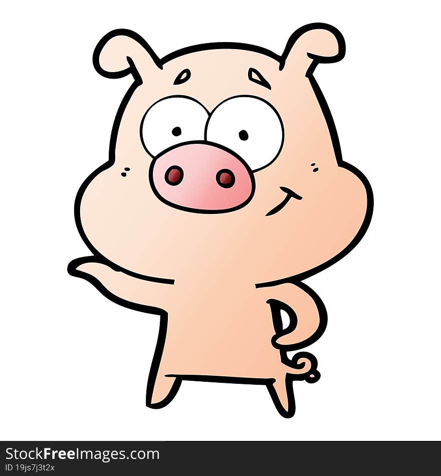 cartoon pig pointing. cartoon pig pointing