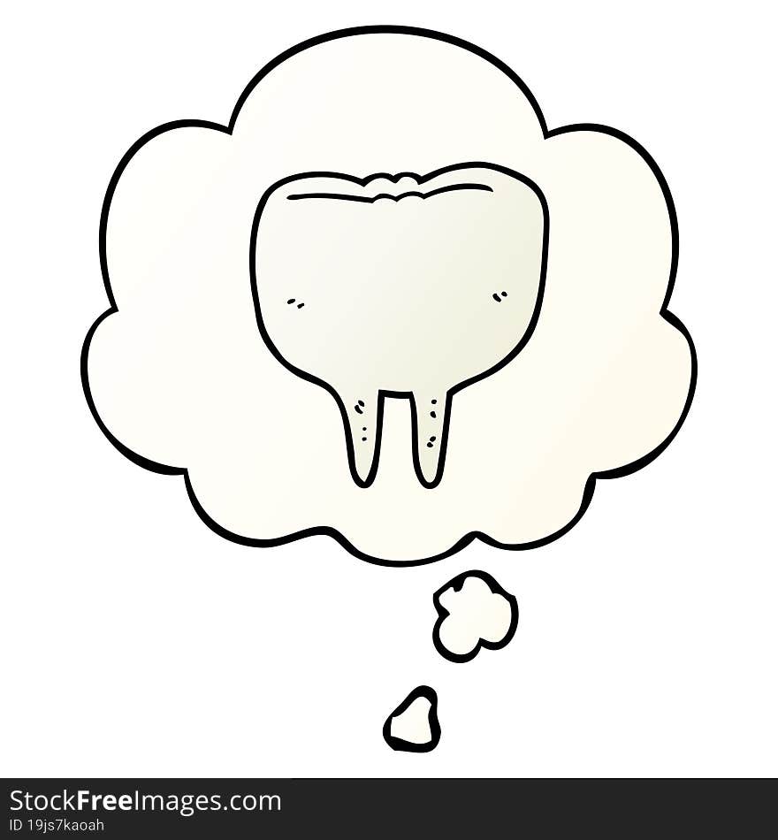 Cartoon Tooth And Thought Bubble In Smooth Gradient Style