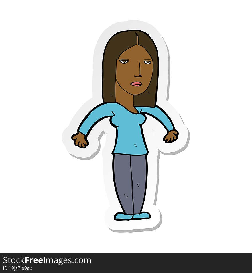 sticker of a cartoon annoyed woman