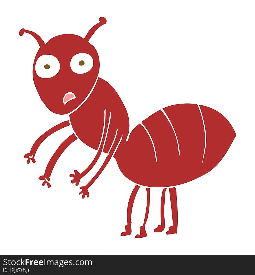 Flat Color Illustration Of A Cartoon Ant