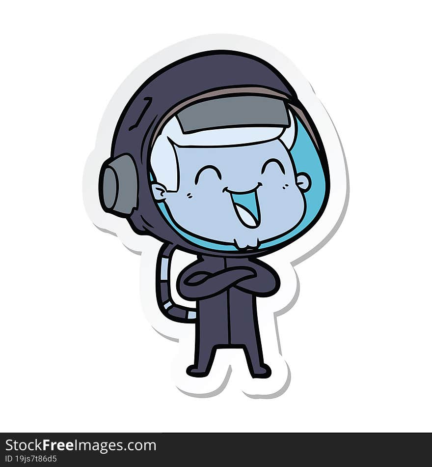 Sticker Of A Happy Cartoon Astronaut