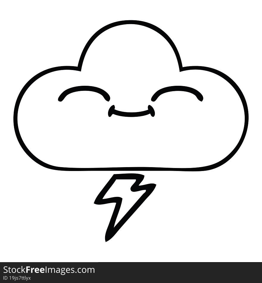 line drawing cartoon of a storm cloud