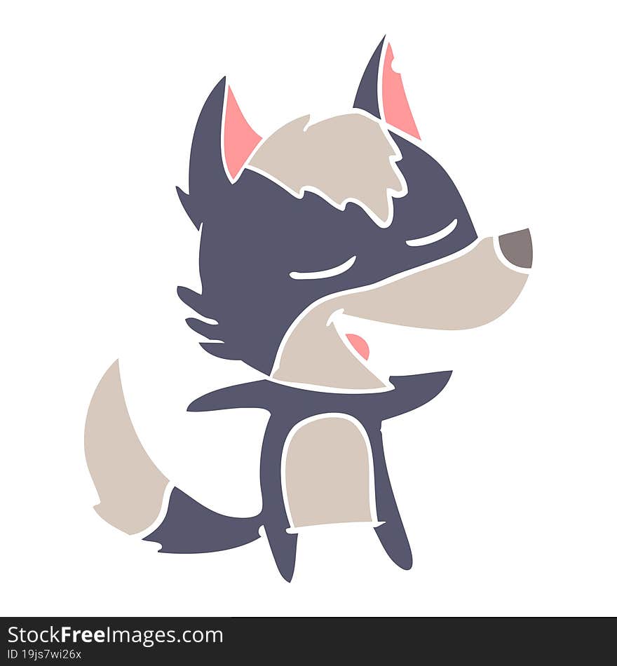 flat color style cartoon wolf laughing