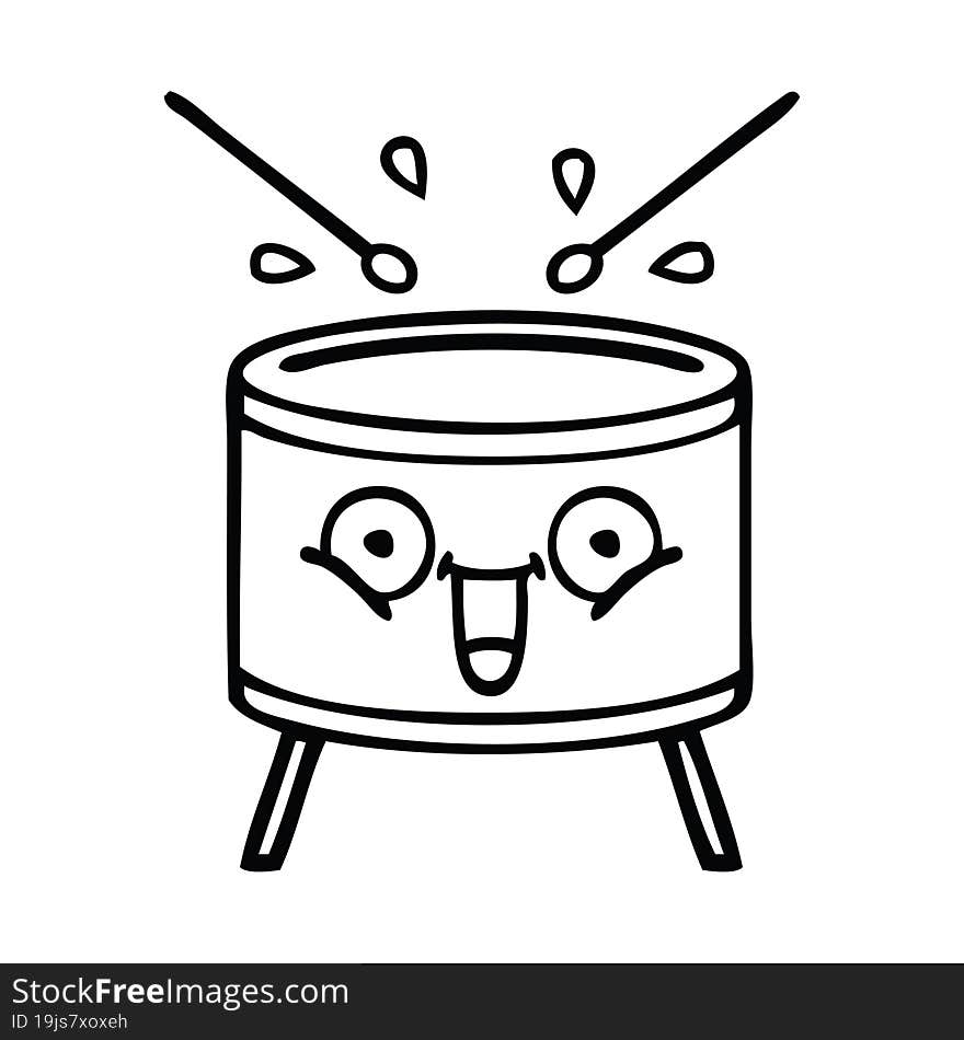 Line Drawing Cartoon Drum