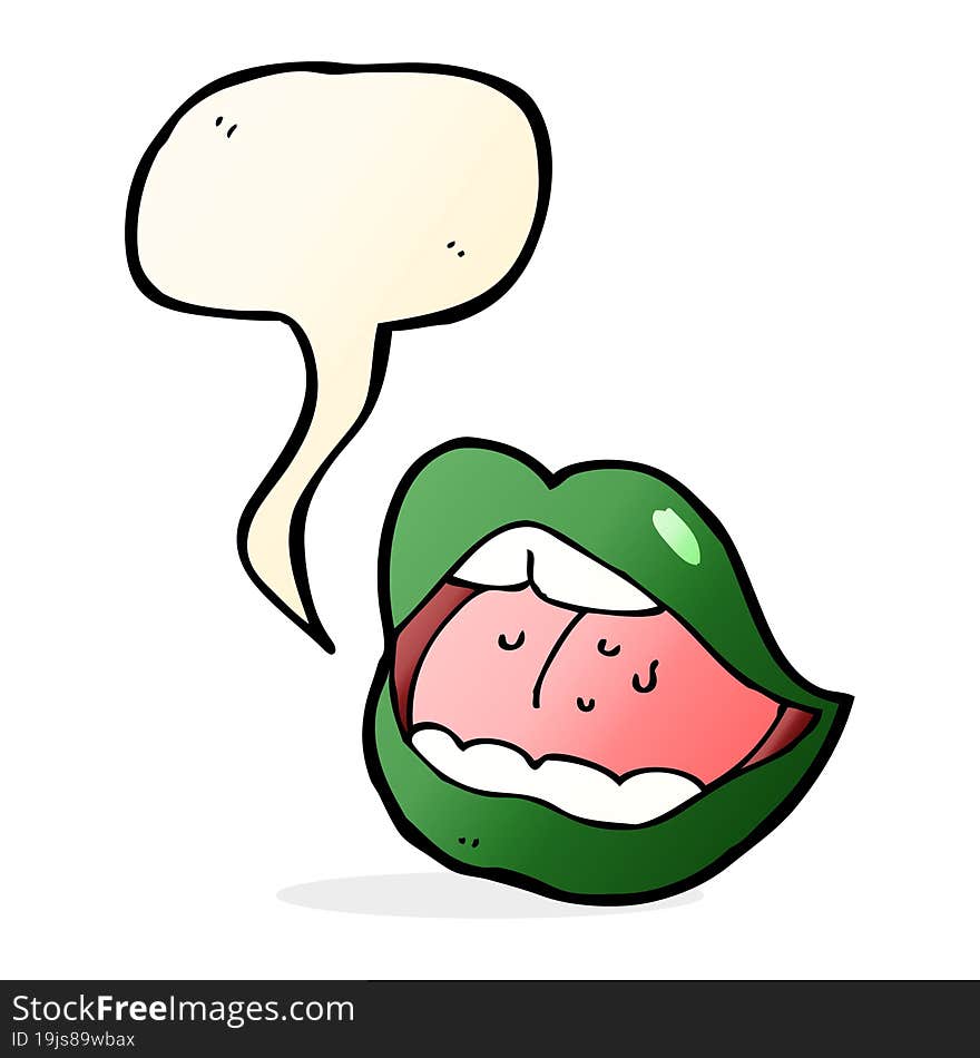 Cartoon Halloween Mouth With Speech Bubble