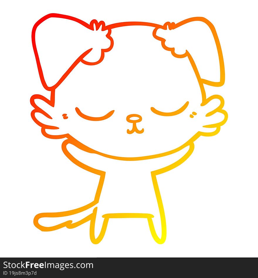 Warm Gradient Line Drawing Cute Cartoon Dog