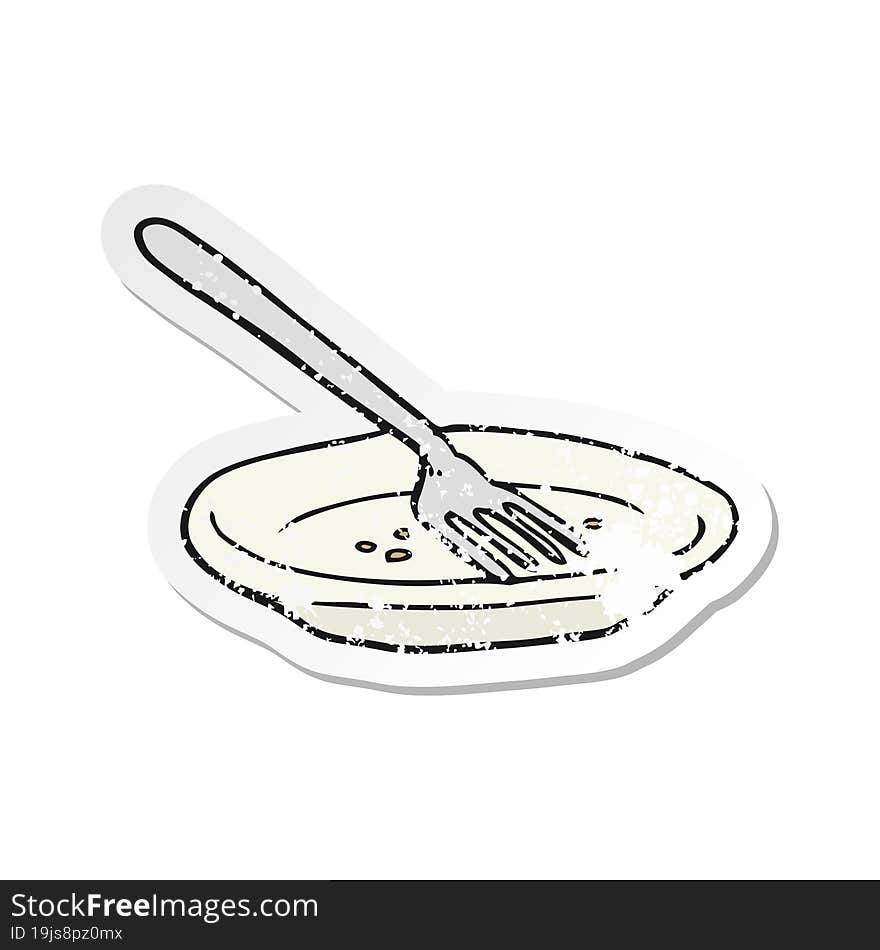 Retro Distressed Sticker Of A Cartoon Empty Plate